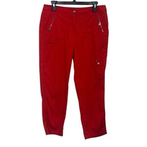 Chico's Zenergy Bright Red Crop Cargo Pants with Zipper Pockets